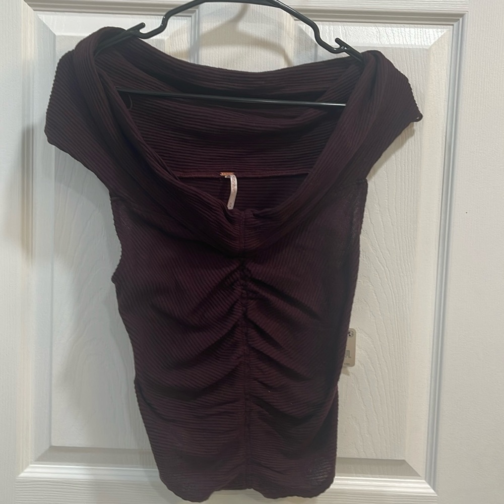 NWT - Free People Black Raisin Top Size Medium P2P: 18” Maroon Color
